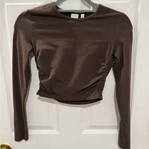 Aritzia Chill Malibu Cropped Longsleeve Top - Chocolate Brown